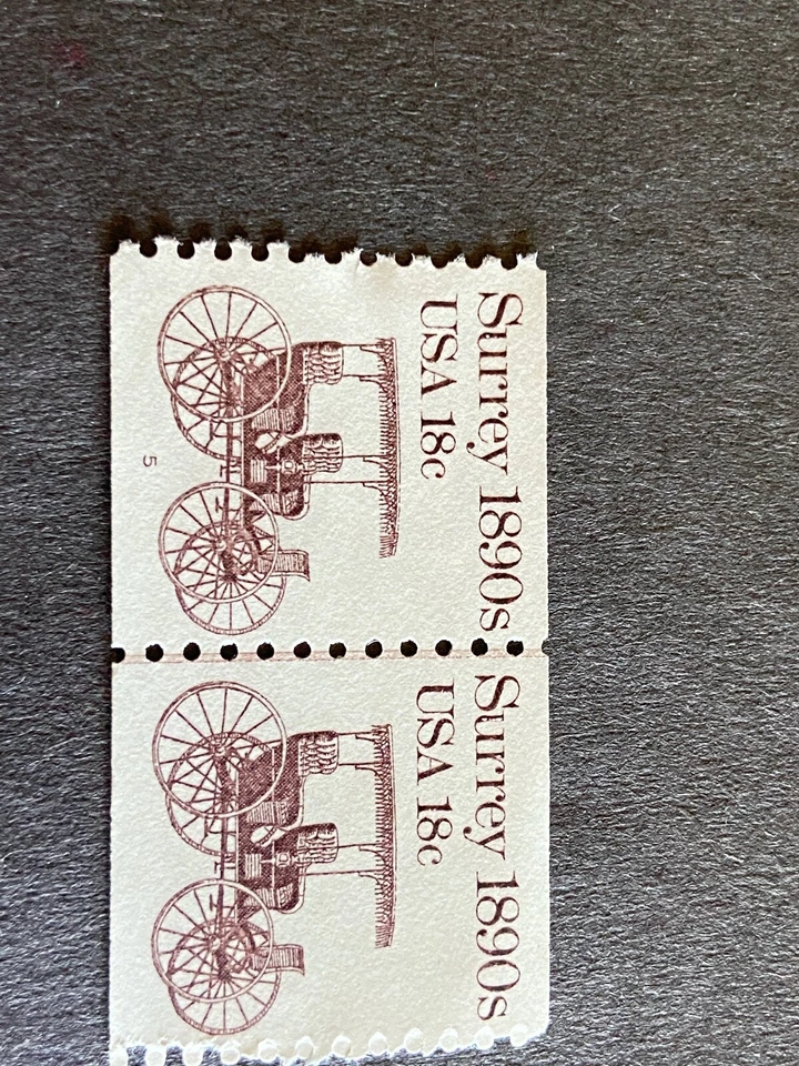 US Stamp 18¢ Surrey 1890's SC# 1907  Strip Coil Plate Number 5 MNH - Image 2 of 4