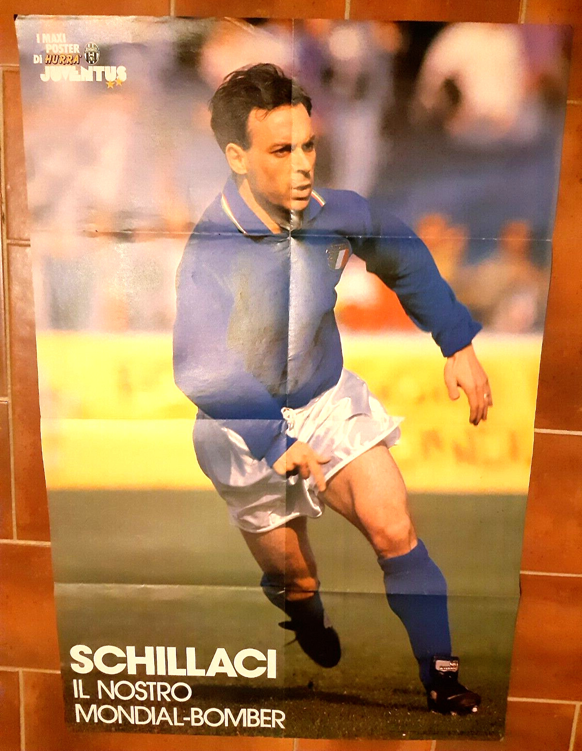 JUVENTUS / SCHILLACI ITALIA 1990 - DOPPIO POSTER HURRA' JUVENTUS (80 X 54 CM)