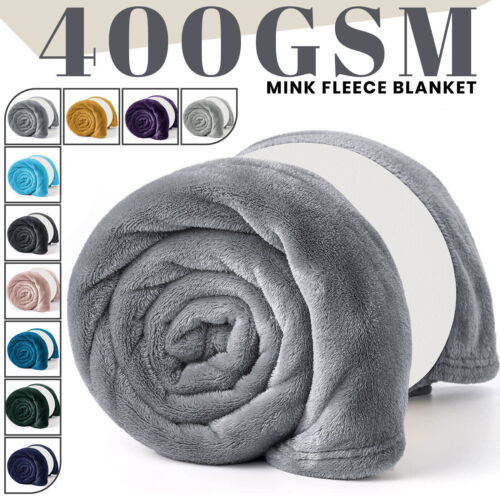 Faux Fur Fleece Throw Soft Warm Mink Large Sofa Bed Blanket Double King Size - Afbeelding 1 van 77