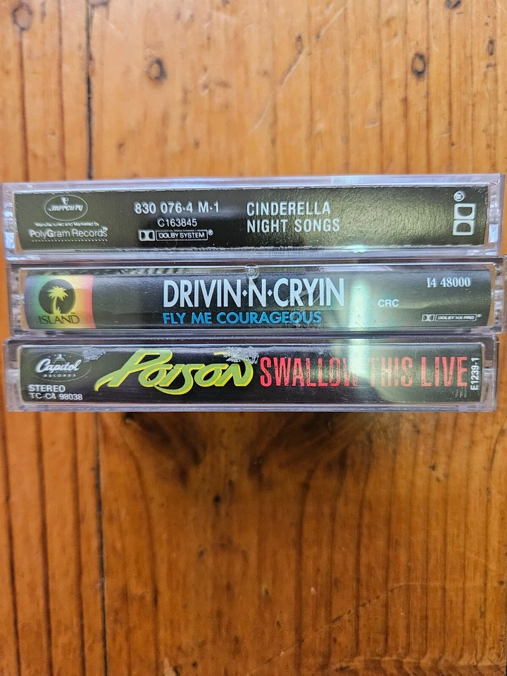 3 x ALBUMS CINDERELLA Night Songs+DRIVIN N CRYIN Fly+POISON Swallow CASSETTE - Image 4 of 4