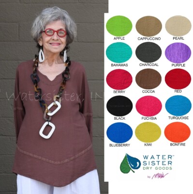WATERSISTER Cotton Gauze DAISY Curved Hem Top 1(S/M) 2(L/XL) 3(1X) oh my COLORS