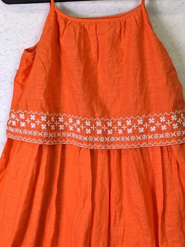 Gap Girls size XXL 14 Orange Cotton Island Dress Beachy Embroidered Lined Dress - Picture 4 of 12