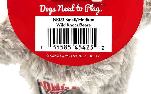 Kong Wild Knots Bear Small/Medium Light Gray Squeaky Plush Dog Toy - Picture 8 of 11