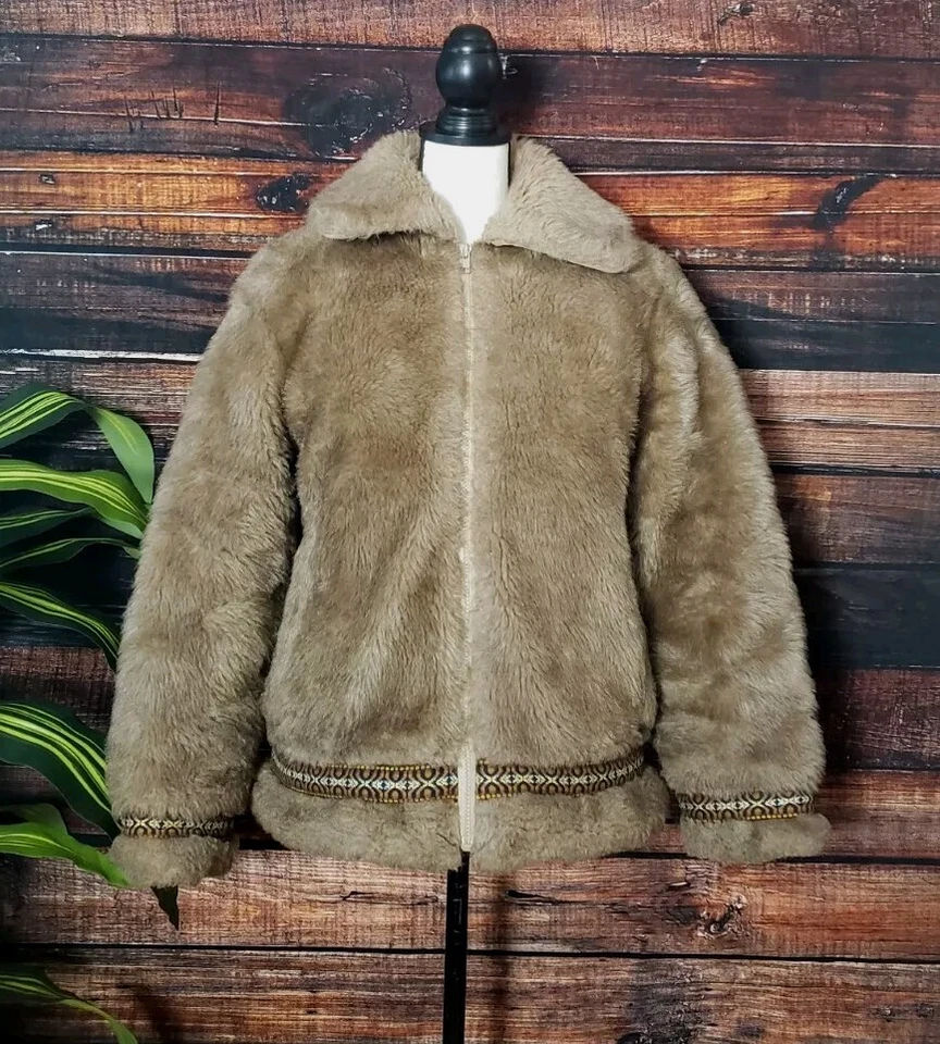 Parka Hansa Branta Talla Grande Imitación Piel Plumón de Ganso Abrigo Borde Stearns Años 70 De Colección Foto 2 de 4