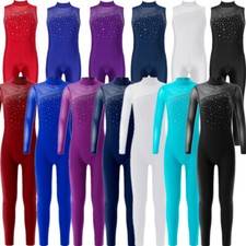 DE M&auml;dchen Strass Overalls Ballett Gymnastik Tanztrikot Tanzbekleidug Kost&uuml;me