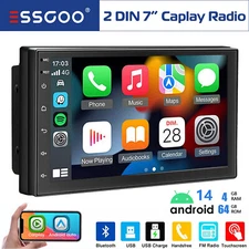 Double 2DIN 7" CarPlay Car Stereo Radio Head Unit Android 14 4G+64G GPS NAVI SAT
