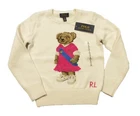 Polo Ralph Lauren Girls Cream Ivory Polo Bear Graphic Pullover Sweater
