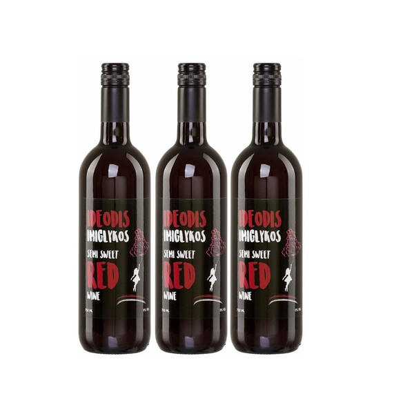 Imiglykos Ideodis Rot 3X 0,75L Flasche | Rotwein Aus Griechenland | 11% Vol.-image