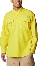 Columbia Men's PFG Bahama II Long Sleeve Shirt Yellow Size M