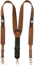 Nocona Men's Buffalo Nickel Basket Leather Suspender, brown, X-Large