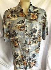 CAMPIA MODA Tropical Men's size L Easy Care Rayon Short Sleeve Hawaiian Shirt