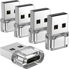 USB to C Adapter 5 Pack,USB C Female A Male Charger 5PCS, Clear
