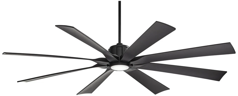 70" Defender Modern Indoor Outdoor Ceiling Fan with LED Light Remote Black Damp - Image 2 of 4
