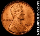 1945 Lincoln Wheat Cent - Red Choice Gem Brilliant Unc  No Reserve  #K3184