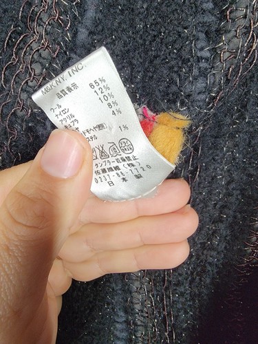 Cardigan da donna patchwork M & Kyoko SMALL designer giapponese misto lana nero - Foto 6 di 11