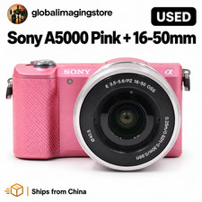 Sony Alpha A5000 Pink Kit 20MP 16-50mm Silver Lens 180 Flip Wi-Fi NFC Used