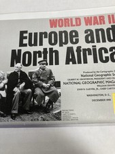 1991   VINTAGE  MAP OF EUROPE N. AFRICA & ASIA WORLD WAR II 20" x 27"
