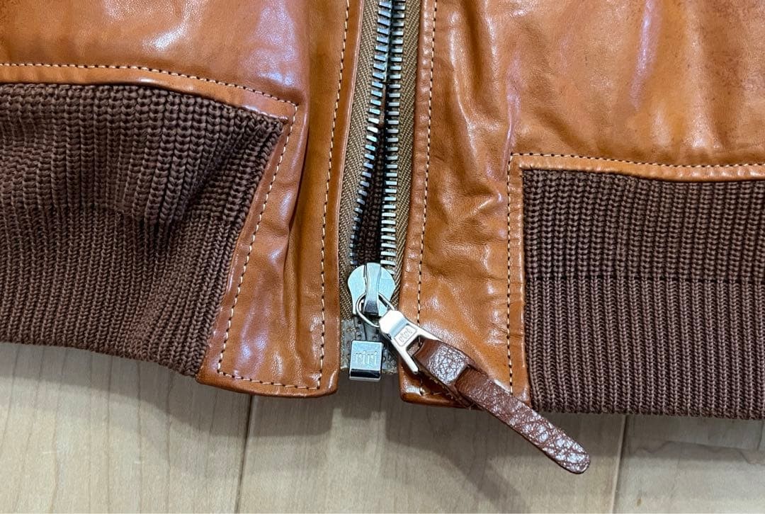 Visvim Leather Varsity Jacket M Size Authentic Ol… - image 8