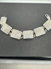 SS Tribal Panel Linked Bracelet Sterling 24.4 Grams