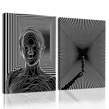 AUUAUU Black and White Minimalist Wall Art Set of 2-16x24 Inch Framed Abstract