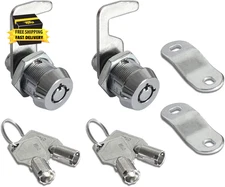 2 Pack Toolbox Lock 5/8" Tubular Cam Replacement Lock Hook Cam Keyed Alike with