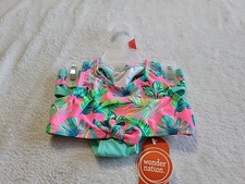 NWT Wonder Nation Toddler Girls Ruffle Bikini Swim 2 Pc Multicolor Sz 2T UPF50 