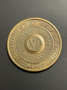 Vintage 11 year bronze Alcoholics Anonymous (AA) sobriety medallion