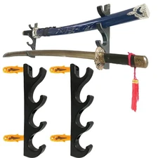 Pmsanzay Four-Layer Wall-Mounted Sword Stand Display - Holder, Hook, Hanger B...
