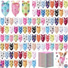 200 Pcs Paw Print Dog Bandanas Soft Triangle Scarves for Pets Party & Gifts