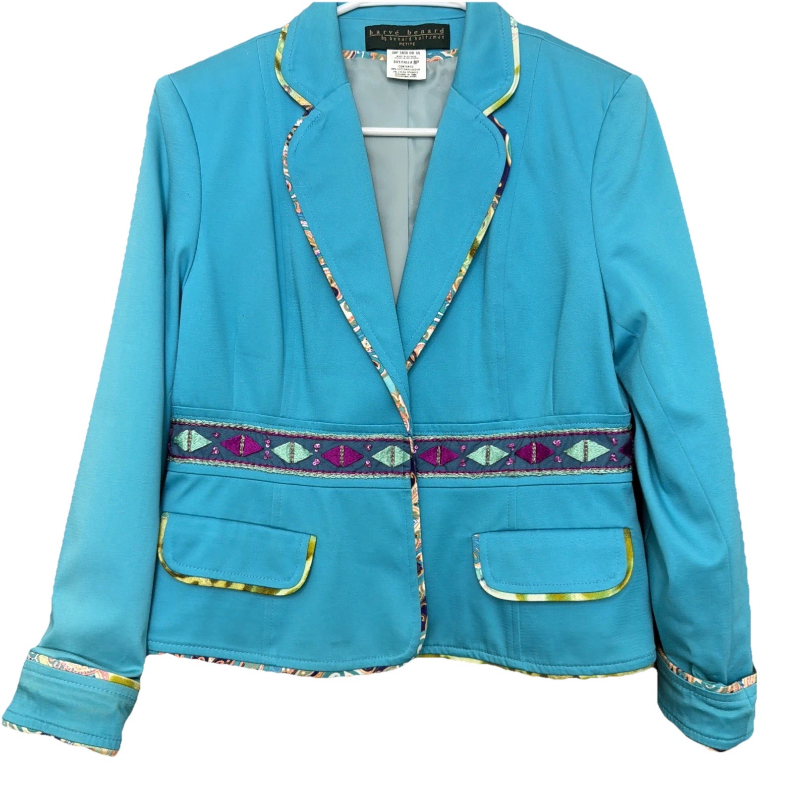 Harve Benard Wm’s SZ P8 Southwestern Embroidered  Blazer Snap Front Boho