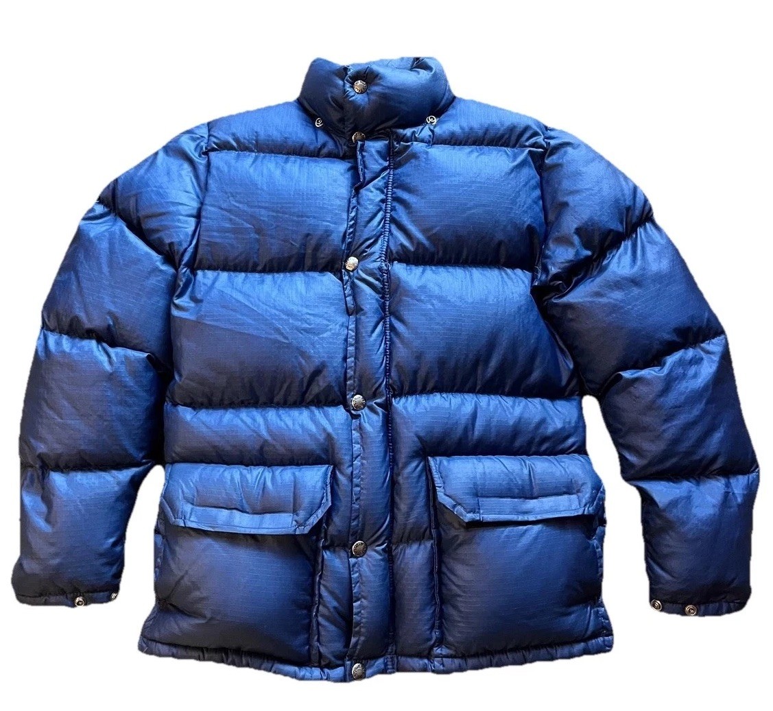 Vintage The North Face Jacket Mens XXS Blue Brown Label Down Puffer Parka 70s
