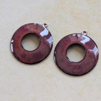 Enameled Copper Hoops Cool Opaque Green Pair (20564)