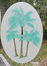 PALM TREE COLORED Window Decal 15"x23" Etched Look Cling Removable & Reusable 1C