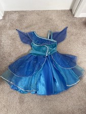 Rare Disney store Tinkerbell silver mist blue fairy fancy dress costume 5-6