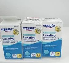 3 Equate Maximum Strength Sennosides Laxative Tablets for Constipation