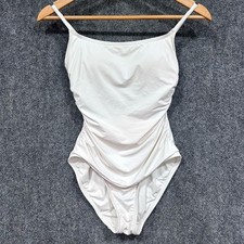 Anne Cole shirred maillot white one piece swim suit 6 tummy coverage has bra