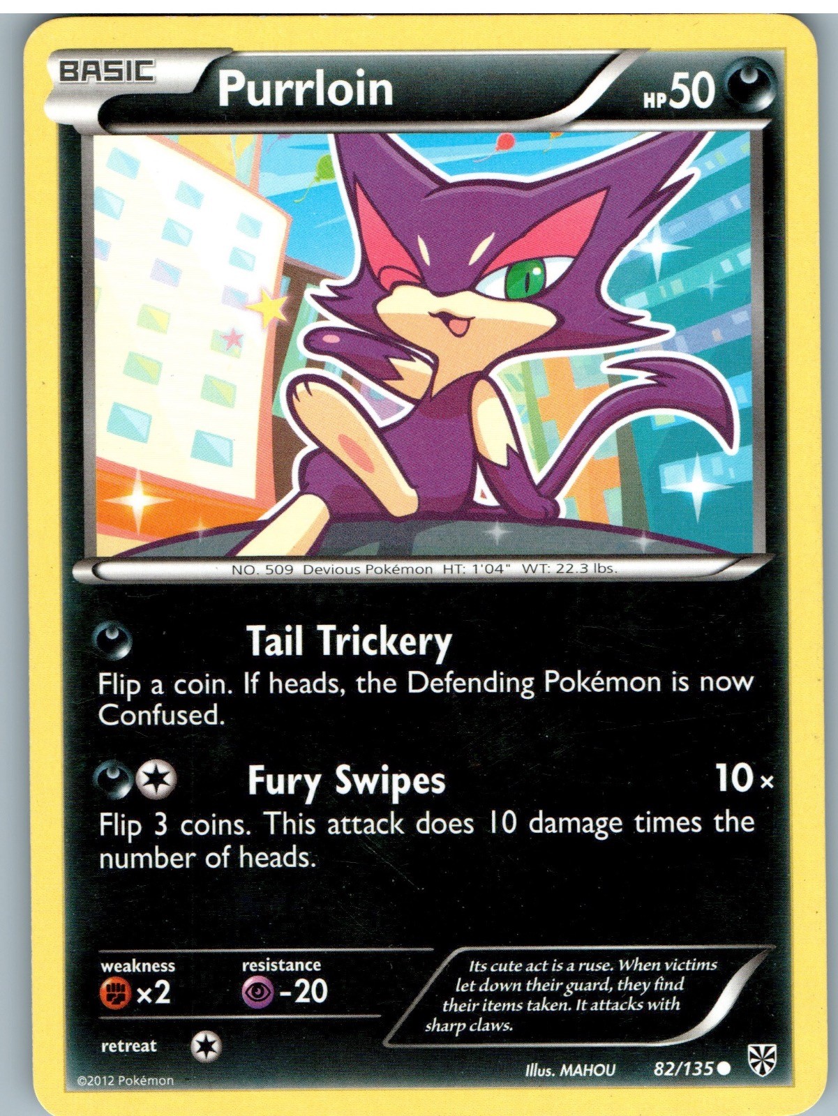 Purrloin 82/135 Common Plasma Storm Pokemon Moderately Played