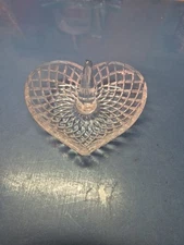 Vintage Crystal Ring Holder Heart Shaped Trinket Dish