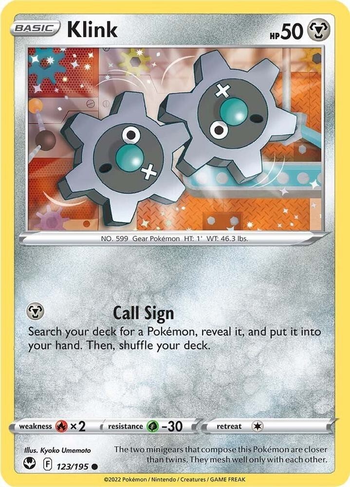#123/195 Klink Normal Common - Pokémon Silver Tempest English NM