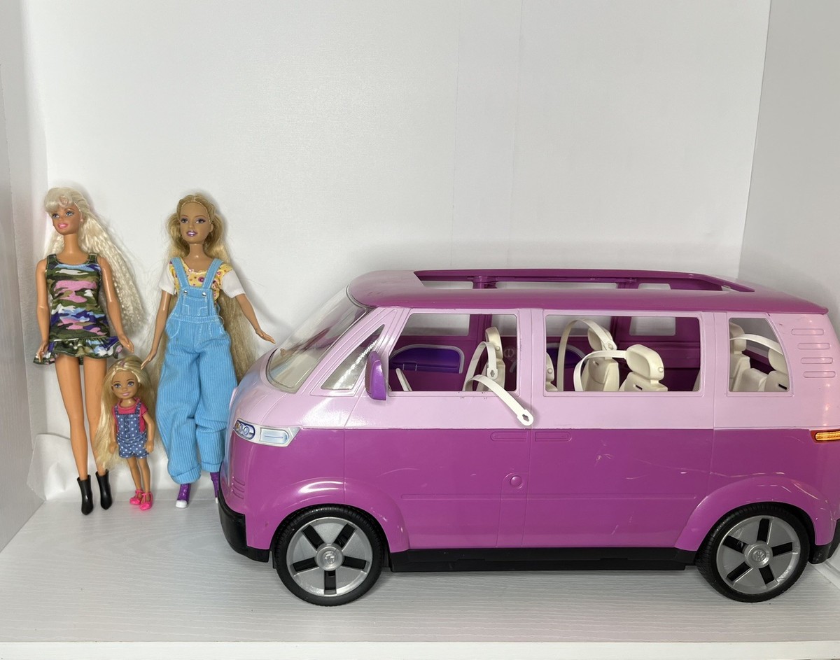 Vintage Barbie Volkswagen Microbus Pink Mattel 2002 Working Horn