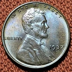 1937 D Lincoln Wheat Cent 1C Bronze Coin UNC Nice Coin Nice Toning!