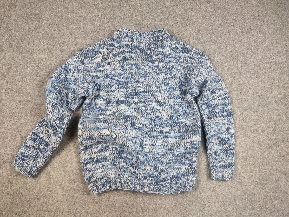 Pachamama Design Handmade Knit Wool Blue Pullover Sweater | eBay