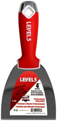 4'' Drywall Joint Knife with Soft Grip Handle - Stainless Steel | LEVEL5 | 5-140
