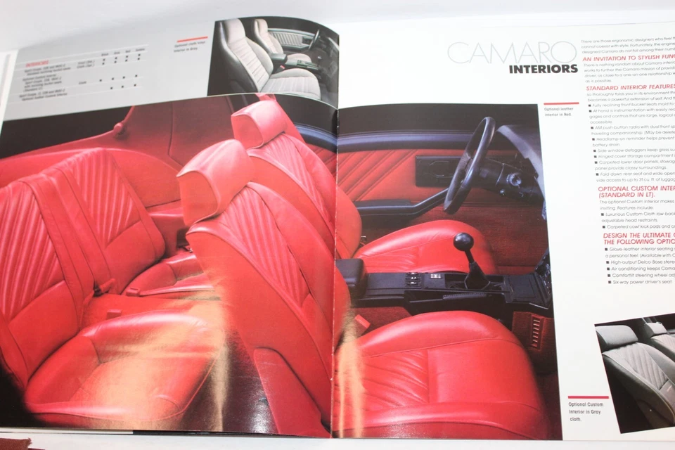 Chevrolet Camaro 1987 folleto de venta de autos original catálogo OROC-Z, Z28, LT Foto 4 de 4