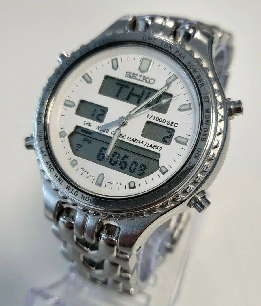 SEIKO WORLD TIME DIGI-ANA デジアナH021-8050