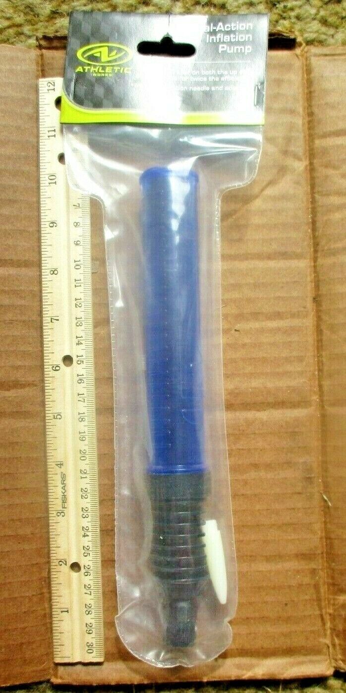 Athletic Works Manual 12 Air Pump with 1 Inflation Needle 1 Adapter, Blue,  Plastic, 0.4 lbs