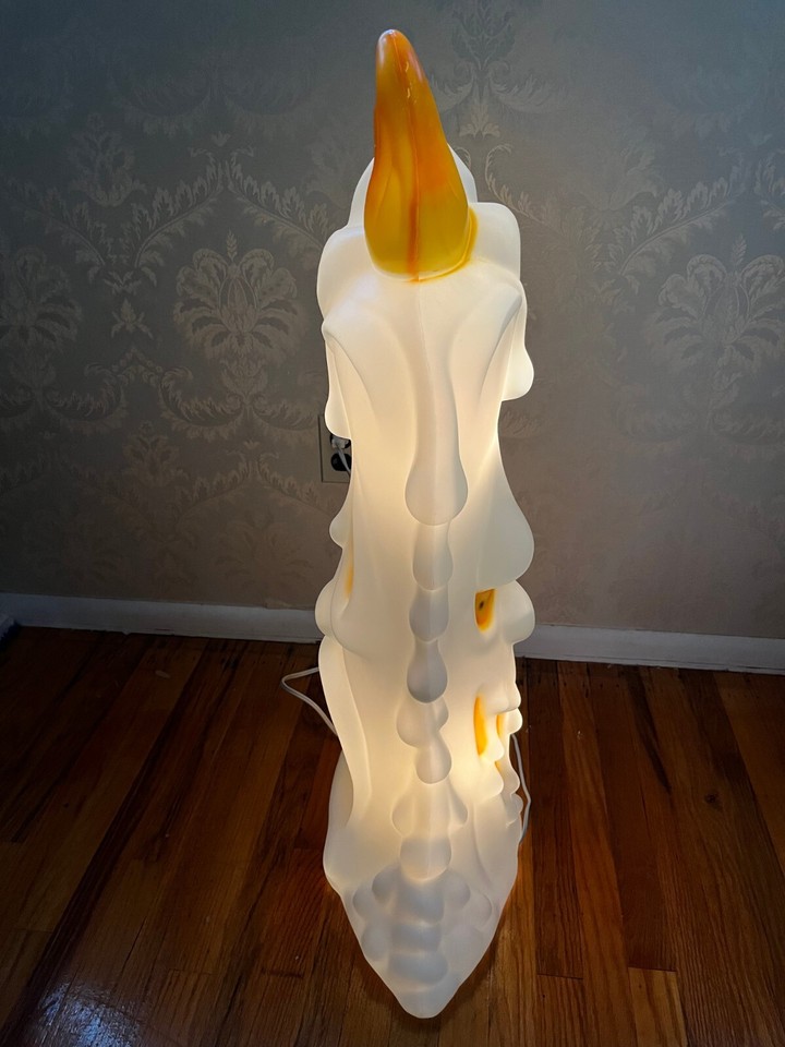 36" Blow Mold Halloween 2 Sided Melting Ghost Face Candle General Foam ...