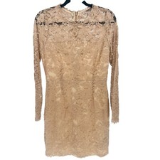 Forever 21 Lace Dress Cocktail Wedding Graduation Beige Coquette Bows Large