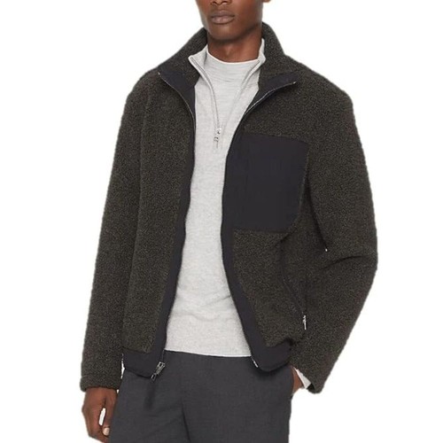 Club Monaco Herren Sherpa Jacke Gr. XL schwarz & grau