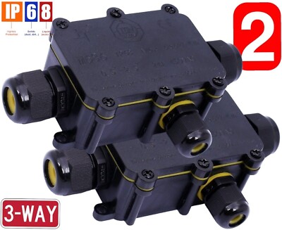 3-Wege Wasserdicht Elektrisch IP68 Abzweigdose Kabel Stecker Draht Outdoor-2 Stück